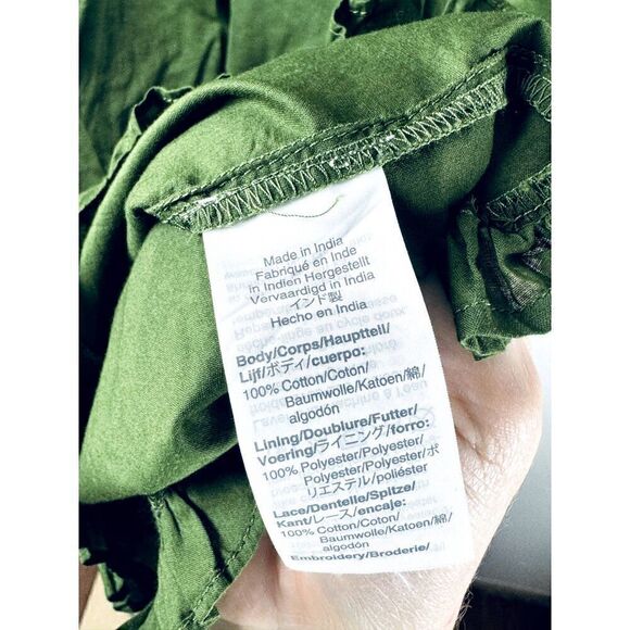 Beautiful J. Crew Green Long Sleeve Dress Cotton Eyelet Collar Accent EUC XS - Picture 7 of 11